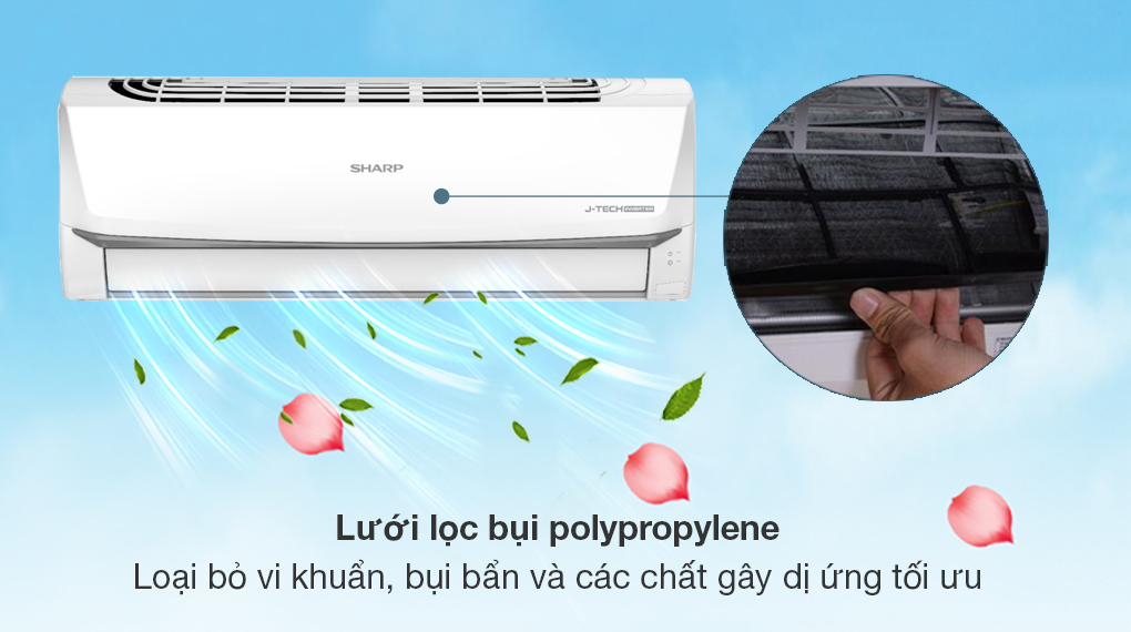 Máy lạnh Sharp Inverter 1.5 HP AH-X13ZEW - Lưới lọc bụi polypropylene mang lại bầu không khí trong lành, sạch khuẩn cho căn phòng