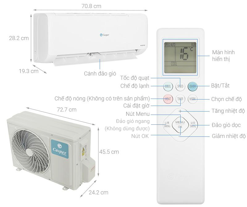 Máy lạnh Casper Inverter 1 HP TC-09IS35