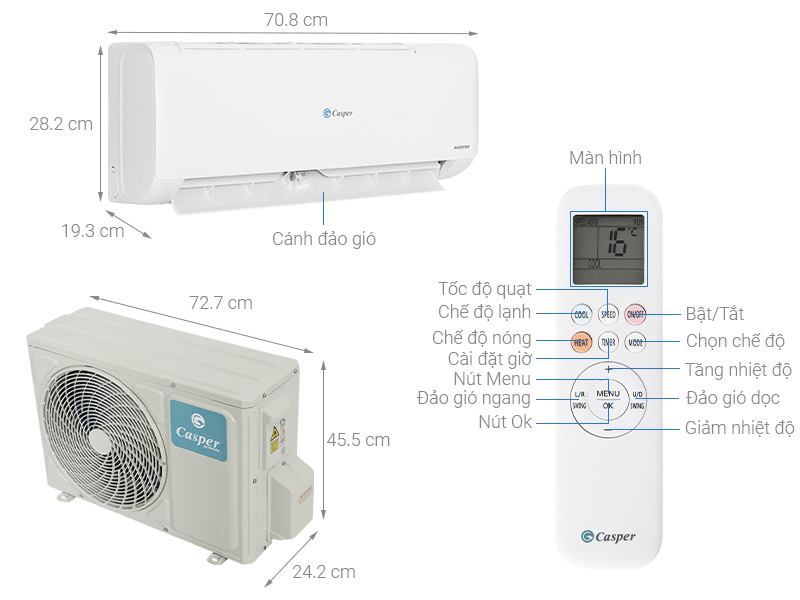 Máy lạnh Casper Inverter 1 HP TC-09IS35