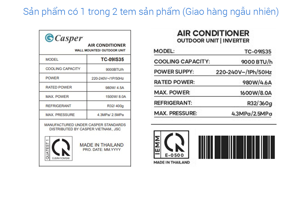 Máy lạnh Casper Inverter 1 HP TC-09IS35 Màu Trắng