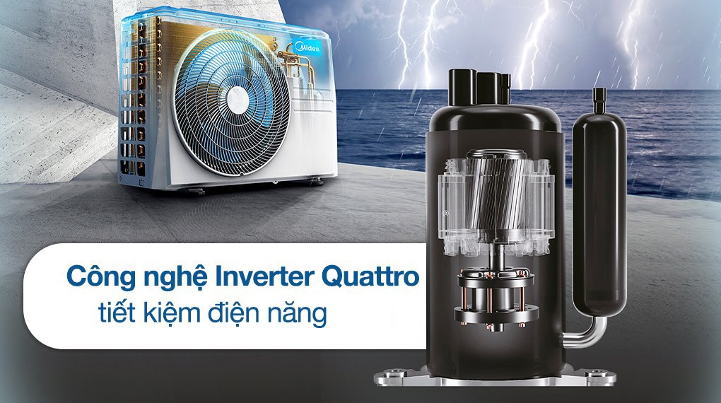 Máy lạnh Midea Inverter 1 HP MSAGA-10CRDN8 được trang bị lớp tản nhiệt làm tăng khả năng làm mát 