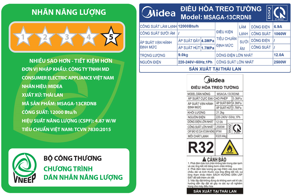 Máy lạnh Midea Inverter 1.5 HP MSAGA-13CRDN8 Màu Trắng