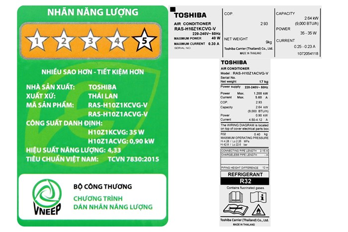 Máy lạnh Toshiba Inverter 1 HP RAS-H10Z1KCVG-V Màu Trắng