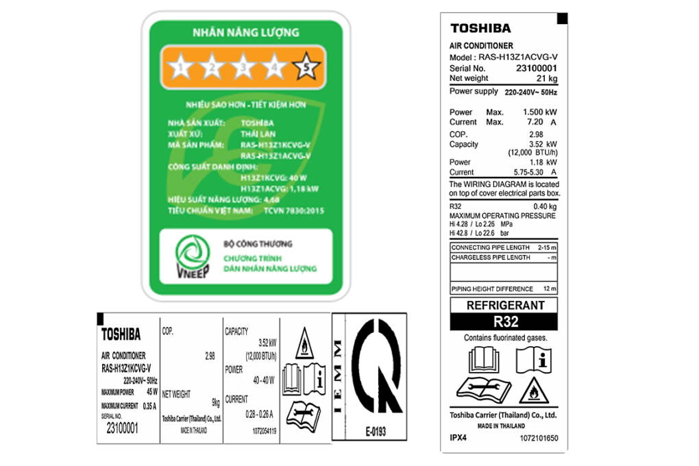 Máy lạnh Toshiba Inverter 1.5 HP RAS-H13Z1KCVG-V Màu Trắng