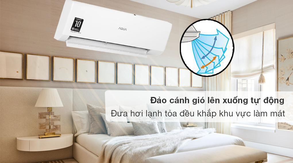 Máy lạnh Aqua Inverter 1 HP AQA-RV9QA - Tự động điều chỉnh cánh đảo gió lên xuống