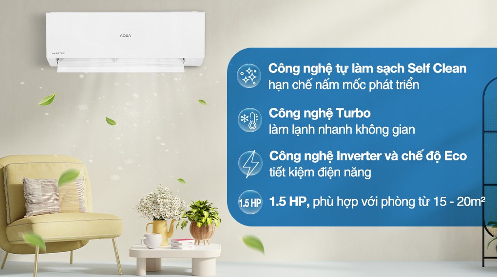 Máy lạnh Aqua Inverter 1.5 HP AQA-RV13QA