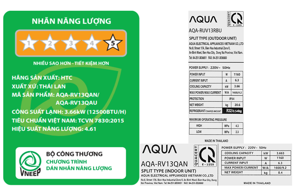 Máy lạnh Aqua Inverter 1.5 HP AQA-RV13QA Màu Trắng