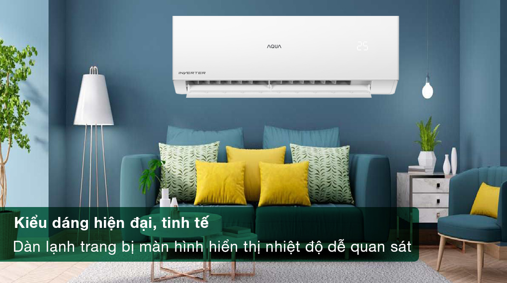 Máy lạnh Aqua Inverter 2 HP AQA-RV18QA - Kiểu dáng hiện đại, tinh tế, trang bị màn hình hiển thị nhiệt độ tiện lợi
