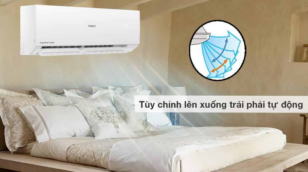 Máy lạnh Aqua Inverter 2 HP AQA-RV18QA - Tùy chỉnh cánh đảo gió lên xuống trái phải tự động