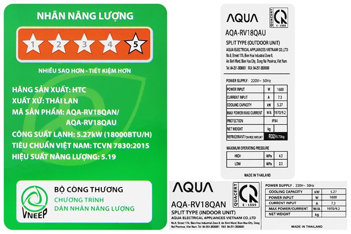 Máy lạnh Aqua Inverter 2 HP AQA-RV18QA Màu Trắng