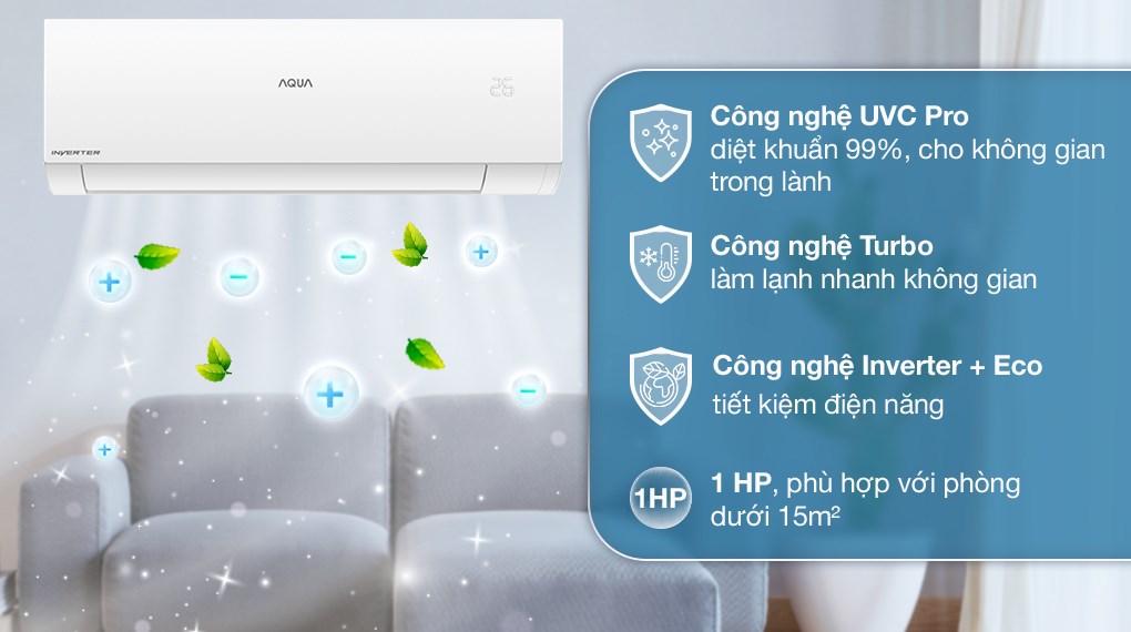 Máy lạnh Aqua Inverter 1 HP AQA-RUV10XAW