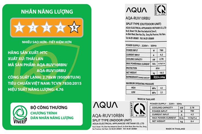 Máy lạnh Aqua Inverter 1 HP AQA-RUV10RB Màu Trắng