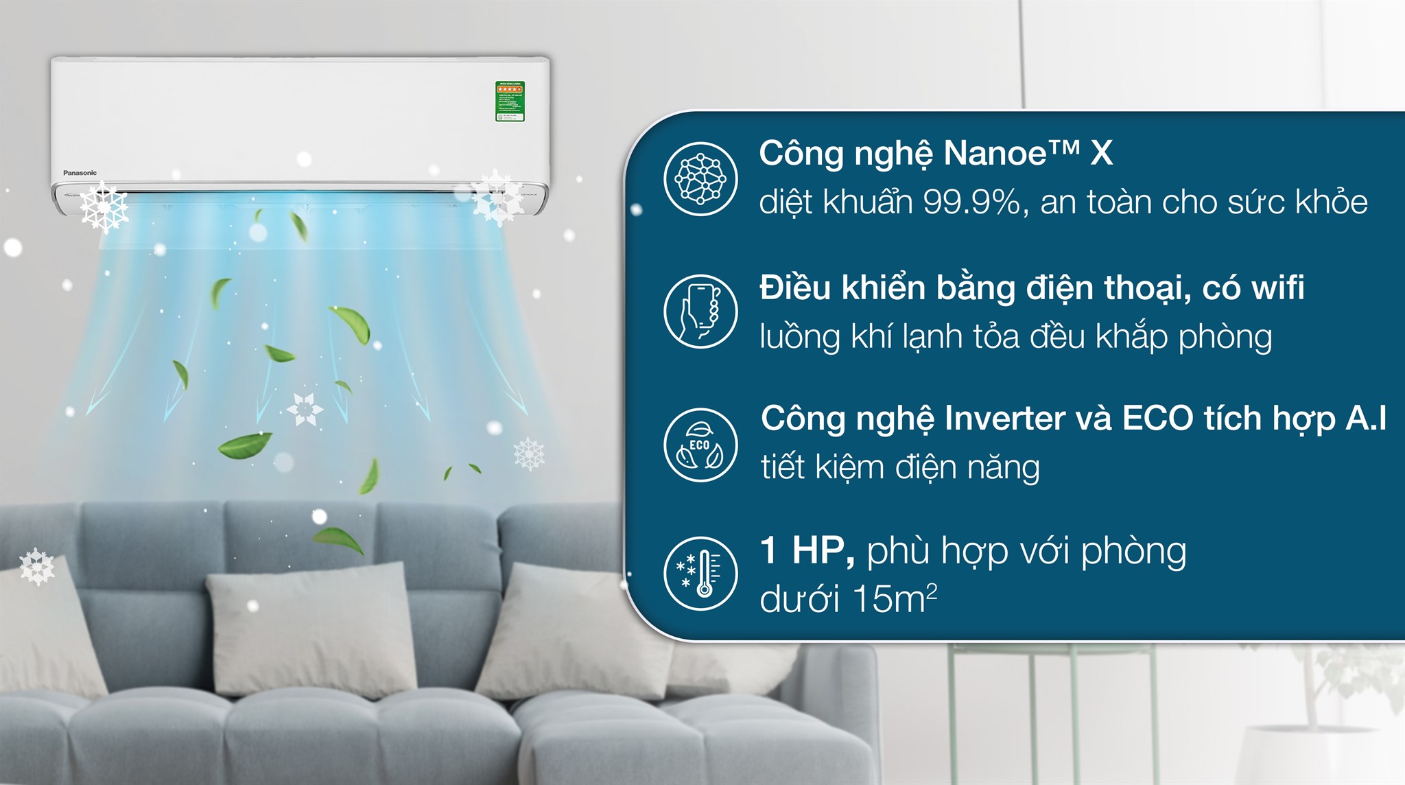 Điều hòa Panasonic Inverter 1 HP CU/CS-XU9ZKH-8