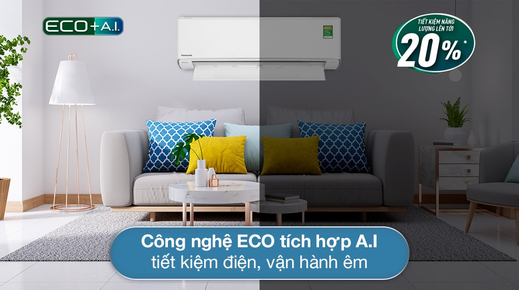 Máy lạnh Panasonic Inverter 1 HP CU/CS-XU9ZKH-8 vận hành siêu êm nhờ công nghệ ECO tích hợp AI