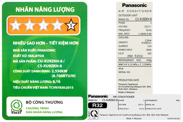 Máy lạnh Panasonic Inverter 1 HP CU/CS-XU9ZKH-8 Màu Trắng