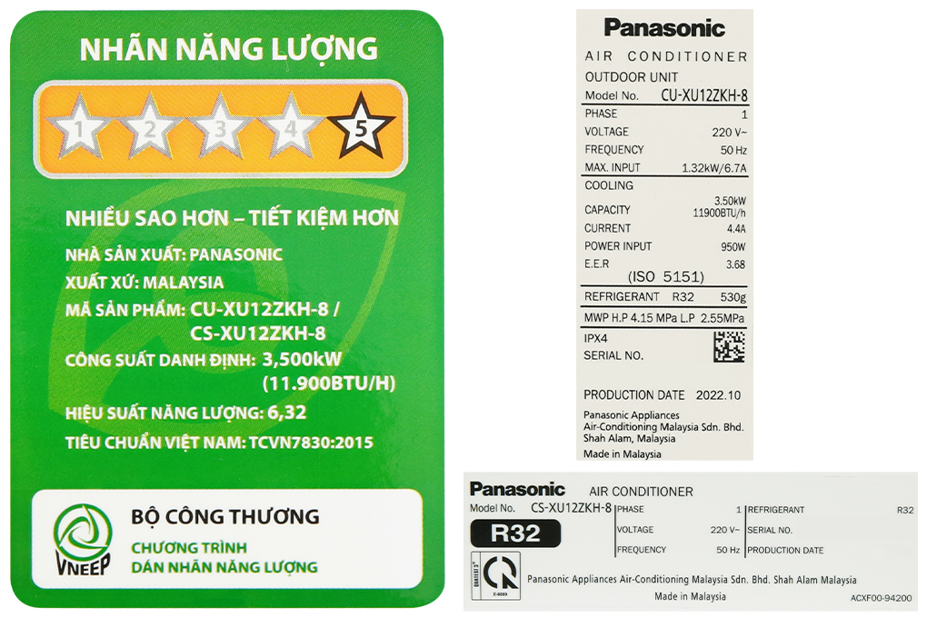 Máy lạnh Panasonic Inverter 1.5 HP CU/CS-XU12ZKH-8 Màu Trắng