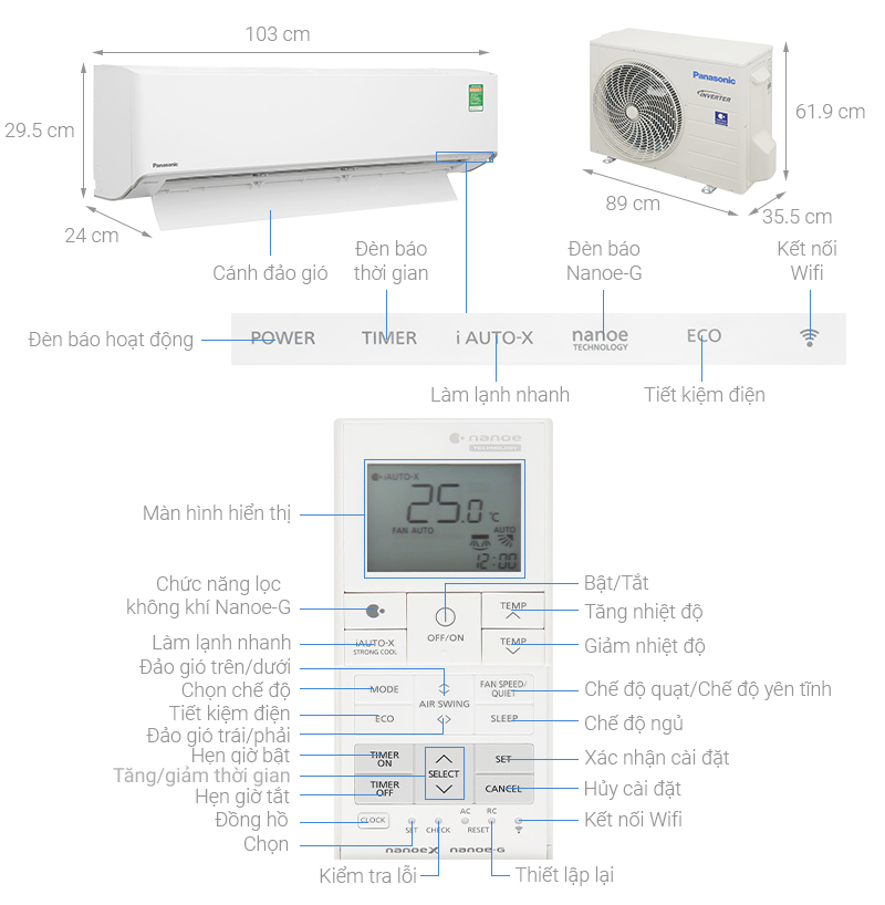 Điều hòa Panasonic Inverter 18100 BTU CU/CS-XU18ZKH-8