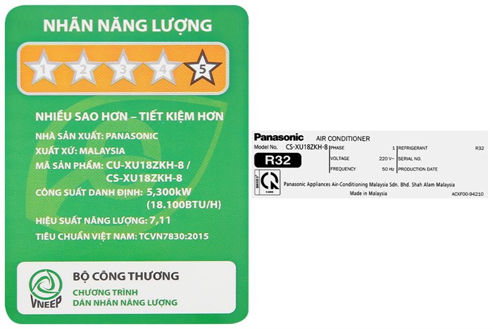 Máy lạnh Panasonic Inverter 2 HP CU/CS-XU18ZKH-8 Màu Trắng