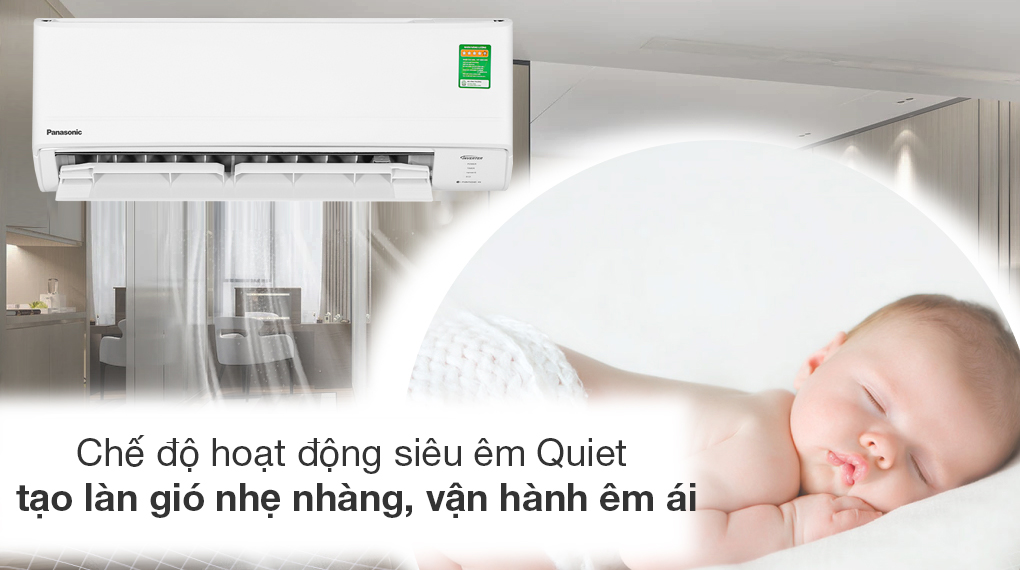 Panasonic Inverter 1.5 HP CU/CS-PU12ZKH-8M air conditioner has a super quiet operation mode, creating a gentle and pleasant airflow