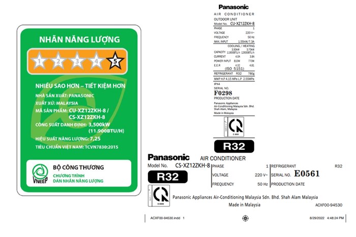 Máy điều hòa 2 chiều Panasonic Inverter 1.5 HP CU/CS-XZ12ZKH-8