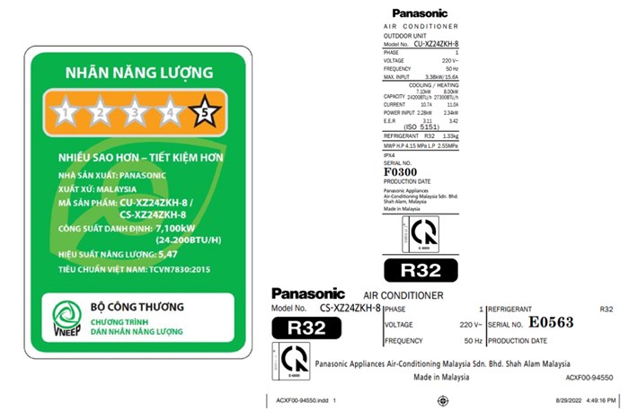 Máy điều hòa 2 chiều Panasonic Inverter 2.5 HP CU/CS-XZ24ZKH-8 Màu Trắng