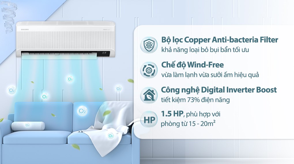 Hình ảnh Máy lạnh Samsung Wind-Free Inverter 1.5 HP AR13CYFAAWKNSV