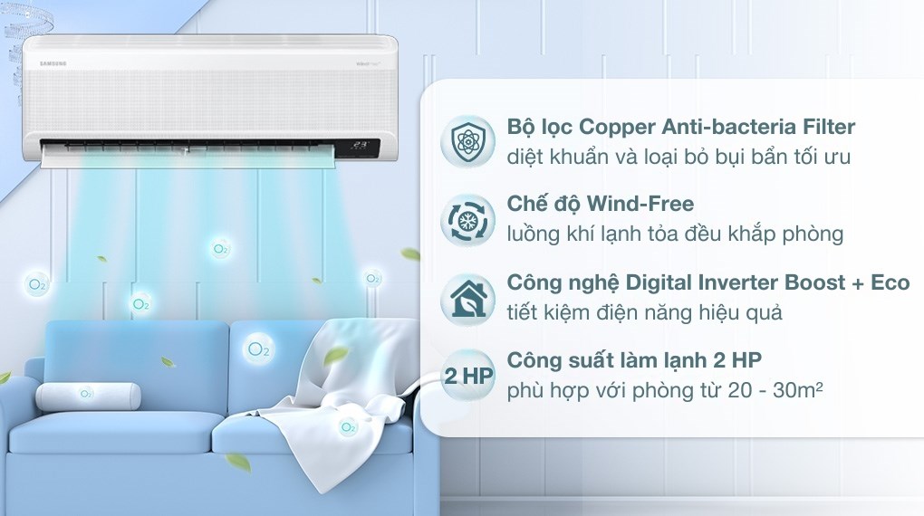 Máy lạnh Samsung Wind-Free Inverter 2 HP AR18CYFAAWKNSV