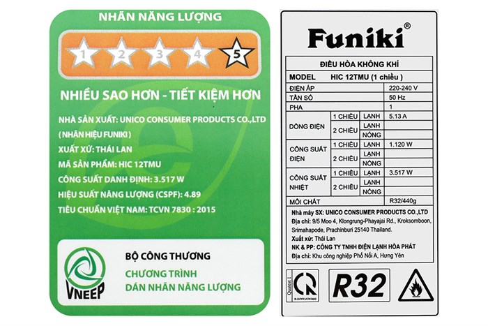 Máy lạnh Funiki Inverter 1.5 HP HIC12TMU Màu Trắng
