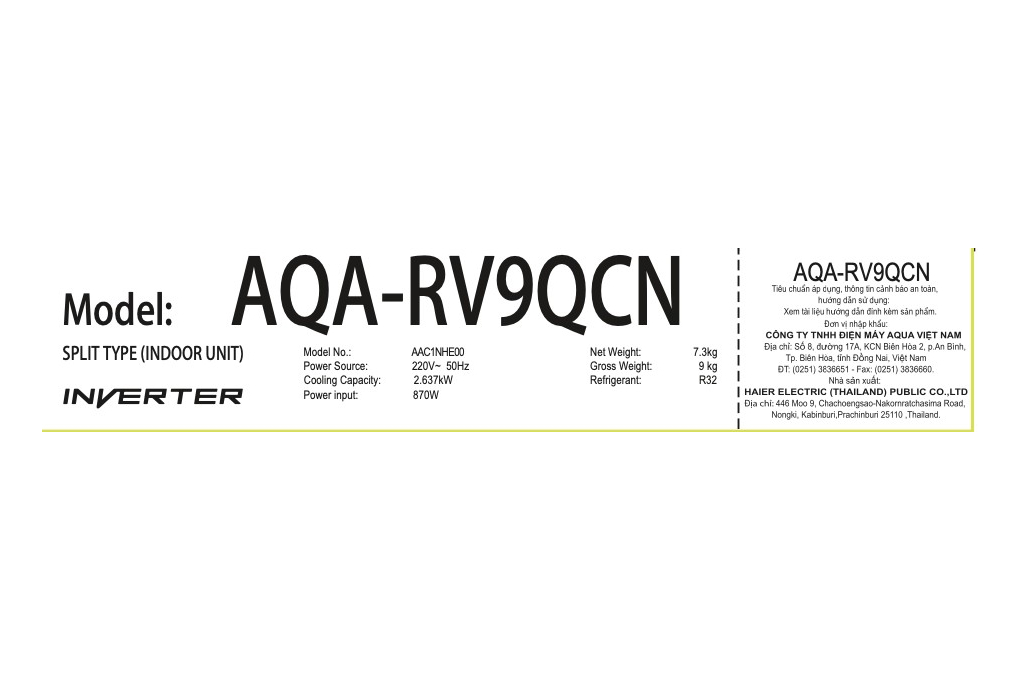 Máy lạnh Aqua Inverter 1 HP AQA-RV9QC Màu Trắng