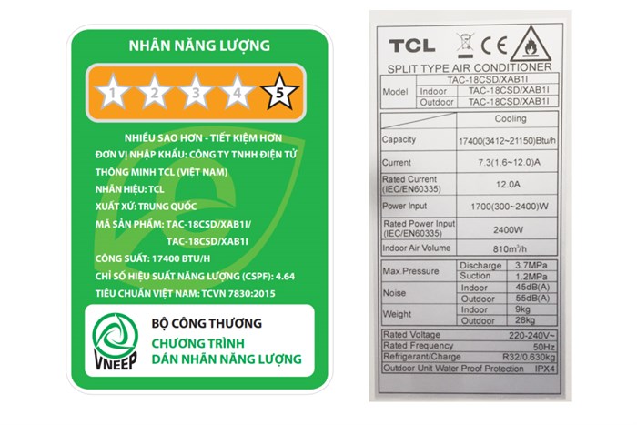 Máy lạnh TCL Inverter 2 HP TAC-18CSD/XAB1I Màu Trắng