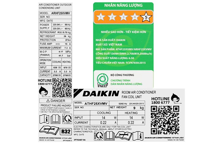 Máy lạnh 2 chiều Daikin Inverter 1 HP ATHF25XVMV Màu Trắng