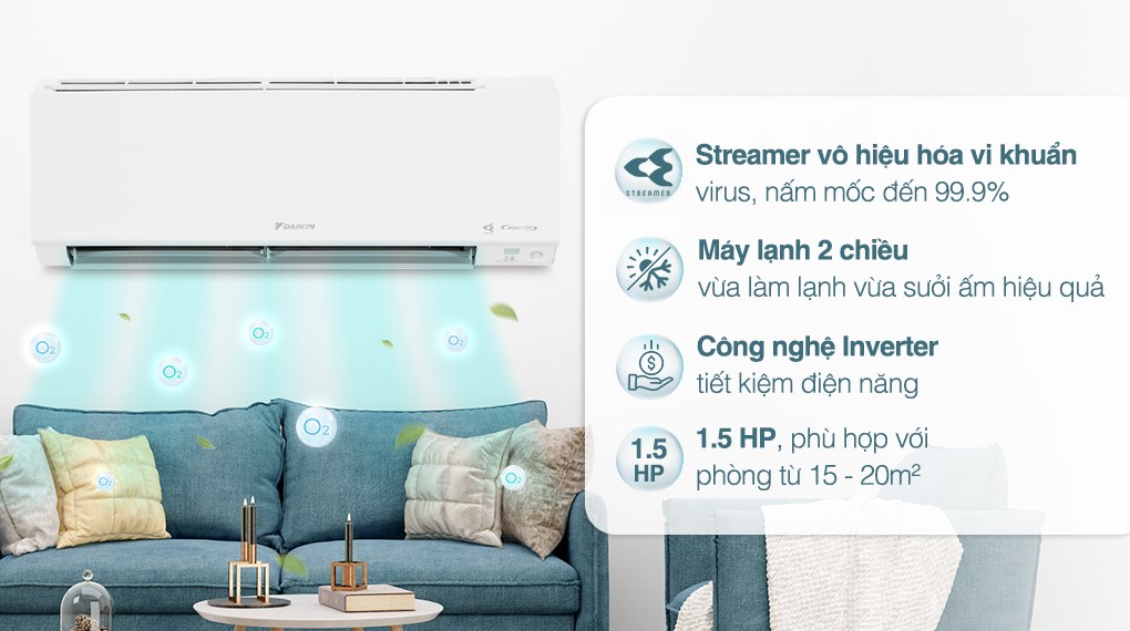 Điều hòa 2 chiều Daikin Inverter 12300 BTU ATHF35XVMV