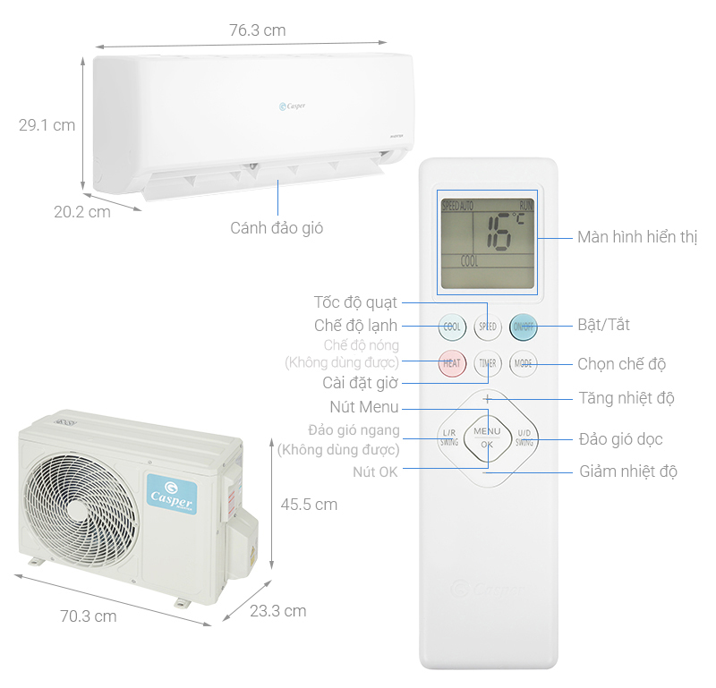 Máy lạnh Casper Inverter 1 HP GC-09IS35