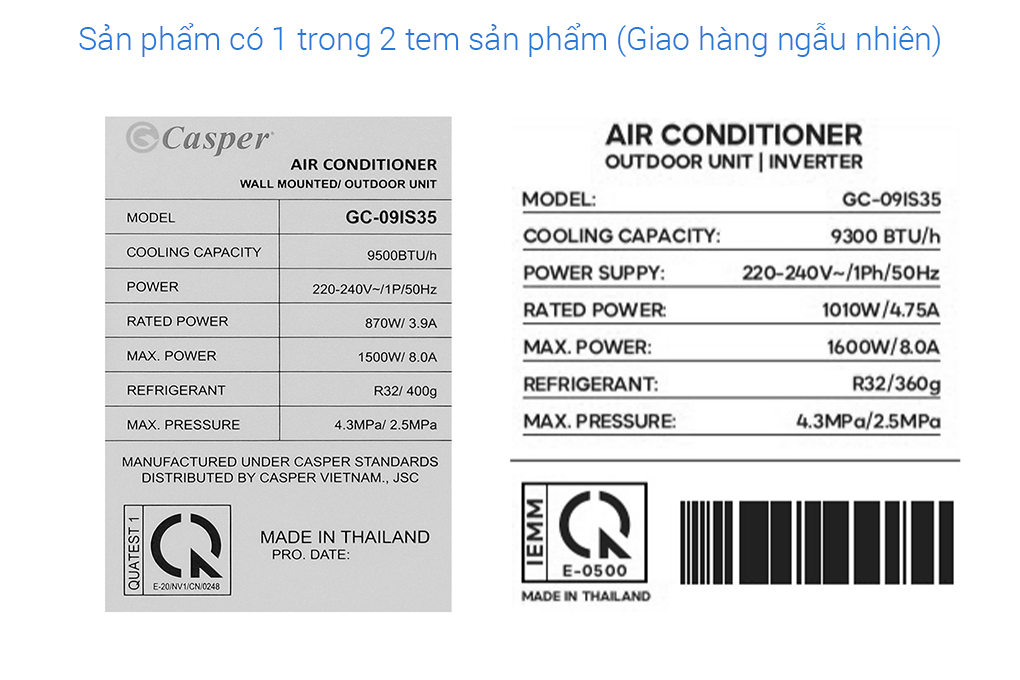Máy lạnh Casper Inverter 1 HP GC-09IS35 Màu Trắng