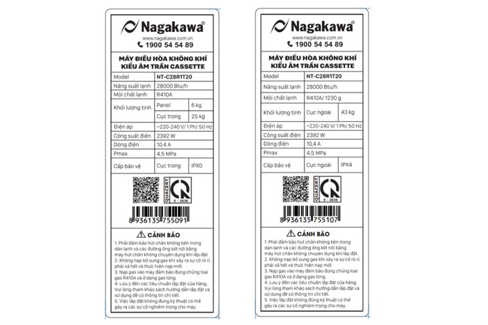 Máy lạnh âm trần Nagakawa 3 HP NT-C28R1T20 Màu Trắng