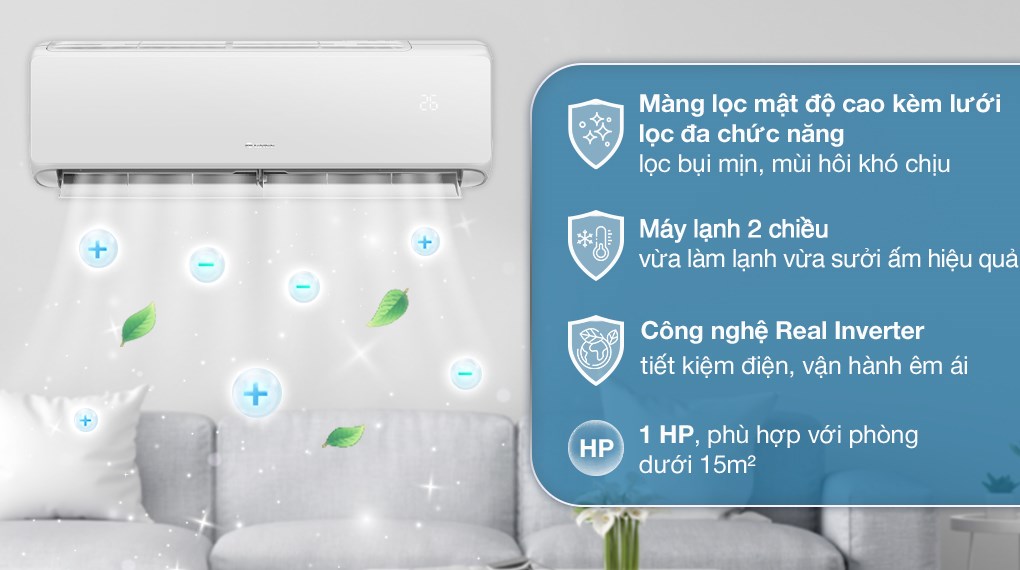 Máy lạnh 2 chiều Gree Inverter 1 HP CHARM9HI