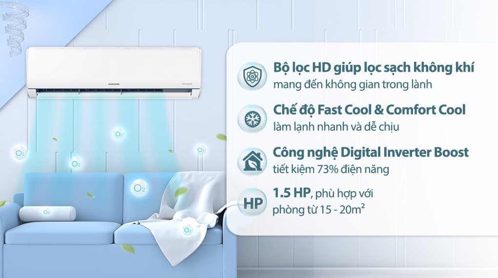 Máy lạnh Samsung Inverter 1.5 HP AR12TYHQASINSV
