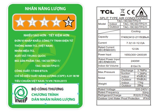 Máy lạnh TCL Inverter 2 HP TAC-18CSD/TPG11 Màu Trắng