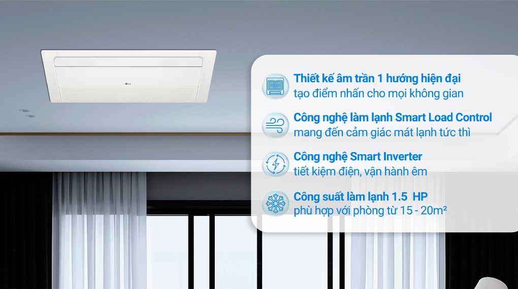 Máy lạnh âm trần 1 hướng LG Inverter 1.5 HP ZTNQ12GULA0