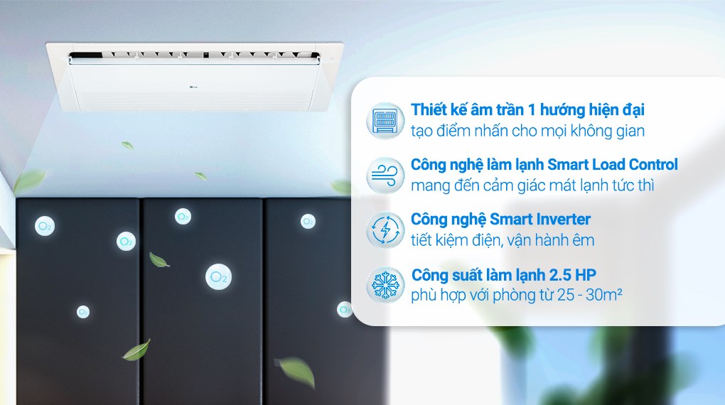 Điều hòa âm trần 1 hướng LG Inverter 22000 BTU ZTNQ24GTLA0 với thiết kê âm trần hiện đại, sang trọng