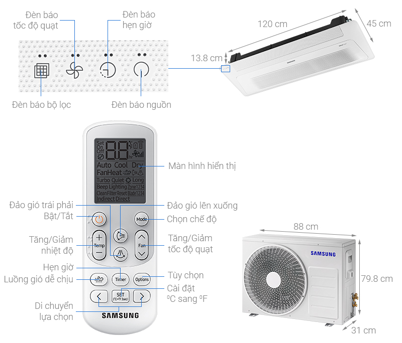 Máy lạnh âm trần 1 hướng Samsung Inverter 2.5 HP AC071TN1DKC/EA