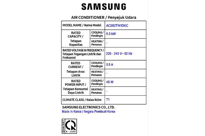 Máy lạnh âm trần 1 hướng Samsung Wind-Free Inverter 2 HP AC052TN1DKC/EA