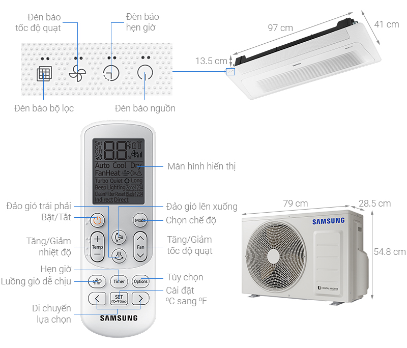 Máy lạnh âm trần 1 hướng Samsung Wind-Free Inverter 1.5 HP AC035TN1DKC/EA