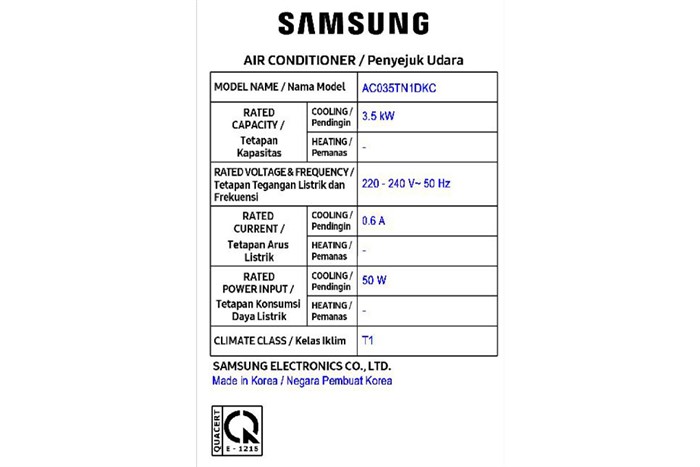 Máy lạnh âm trần 1 hướng Samsung Wind-Free Inverter 1.5 HP AC035TN1DKC/EA
