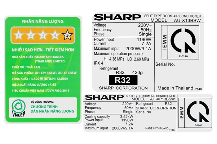 Điều hòa Sharp Inverter 12000 BTU AH-XP13BSW Màu Trắng