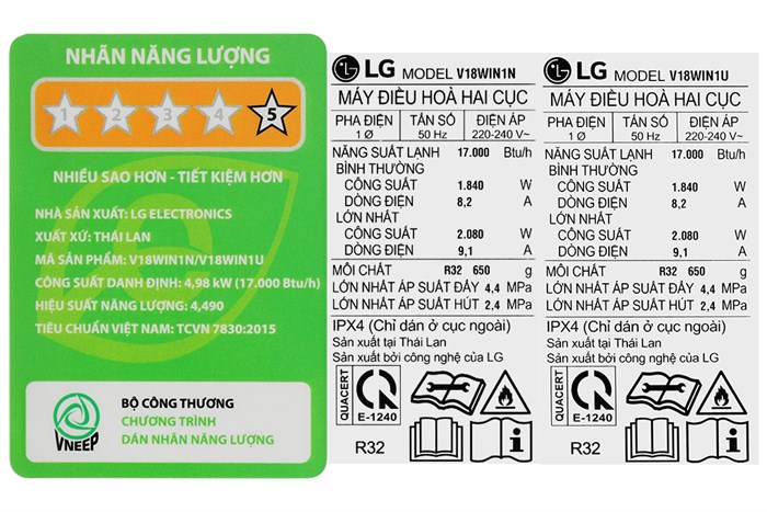 Máy lạnh LG Inverter 2 HP V18WIN1 Màu Trắng
