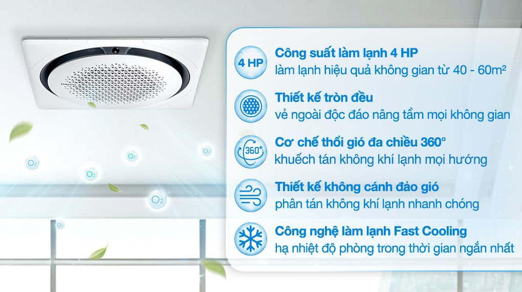 Máy lạnh âm trần Cassette 360 độ Samsung Inverter 4 HP AC120TN4PKC/EA