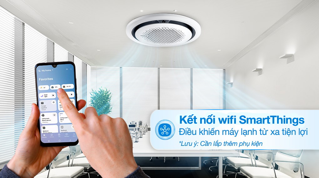 Máy lạnh âm trần Cassette 360 độ Samsung Inverter 4 HP AC120TN4PKC/EA - Kết nối wifi