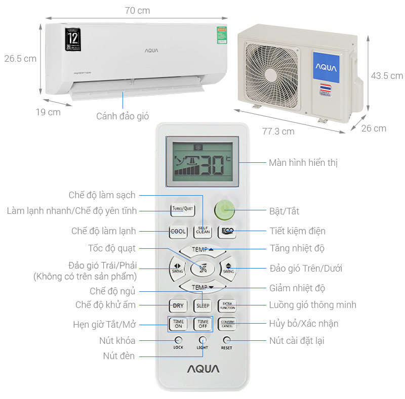 Máy lạnh AQUA Inverter 1 HP AQA-RV10QA2