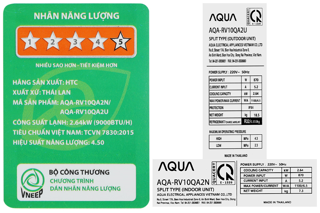 Điều hòa AQUA Inverter 9000 BTU AQA-RV10QA2 Màu Trắng